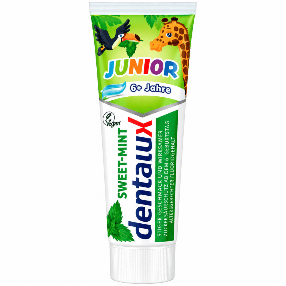 Dentalux Junior Sweet-Mint est un dentifrice spécialement conçu pour les enfants à partir de 6 ans